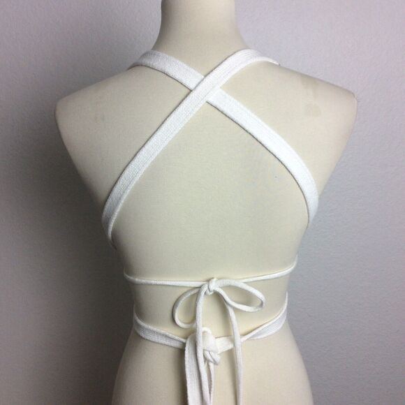 Solid & Striped Bikini Top Camilla Striped Knit Criss Cross Wrap Swimwear - Picture 5 of 6